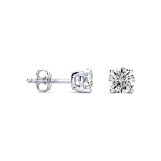 2/3 Carat Diamond Stud Earrings In 14 Karat White Gold