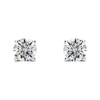 2/3 Carat Diamond Stud Earrings In 14 Karat White Gold