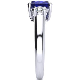 Beautiful Blue Sapphire and Diamond Ring In 14 Karat White Gold