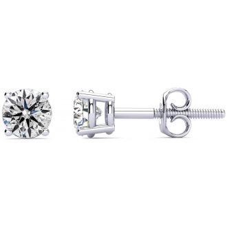 1 Carat Natural, Colorless Diamond Stud Earrings In 14 Karat White Gold.  These Diamond Are Not Enhanced In Any Way!