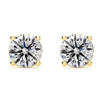 1 Carat Natural, Colorless Diamond Stud Earrings In 14 Karat Yellow Gold.  These Diamond Are Not Enhanced In Any Way!
