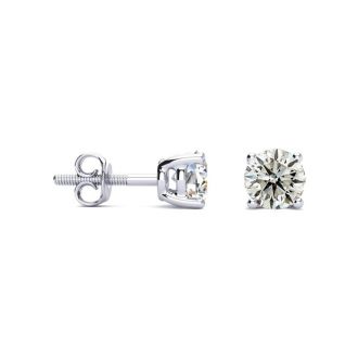 1 Carat Diamond Stud Earrings In 14 Karat White Gold