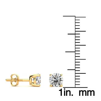 1 Carat Diamond Stud Earrings In 14 Karat Yellow Gold