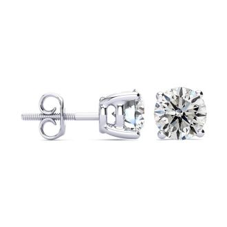 3 Carat Diamond Stud Earrings In 14 Karat White Gold
