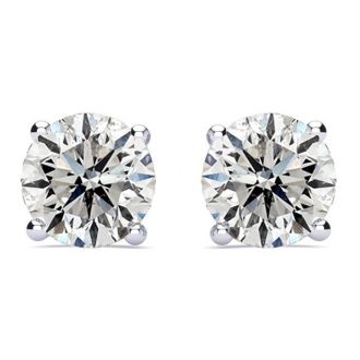 3 Carat Diamond Stud Earrings In 14 Karat White Gold