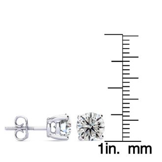 3 Carat Diamond Stud Earrings In 14 Karat White Gold