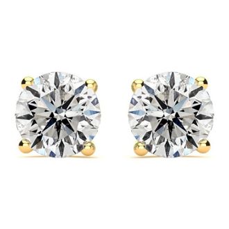 3 Carat Diamond Stud Earrings In 14 Karat Yellow Gold