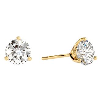 2 Carat Diamond Martini Stud Earrings In 14 Karat Yellow Gold