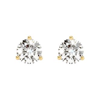 2 Carat Diamond Martini Stud Earrings In 14 Karat Yellow Gold