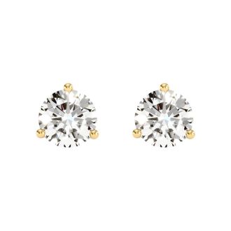 2 Carat Diamond Martini Stud Earrings In 14 Karat Yellow Gold