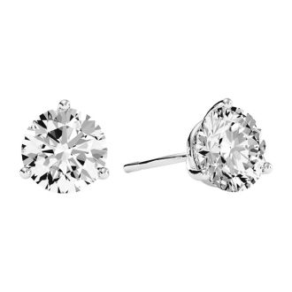 3 Carat Diamond Martini Stud Earrings In 14 Karat White Gold