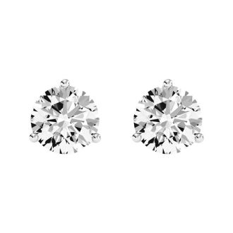 3 Carat Diamond Martini Stud Earrings In 14 Karat White Gold