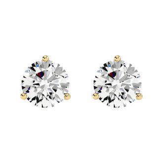 3 Carat Diamond Martini Stud Earrings In 14 Karat Yellow Gold