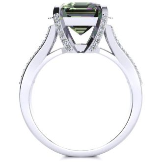 3-1/2 Carat Octoagon Shape Mystic Topaz Ring With Diamonds In 14 Karat White Gold