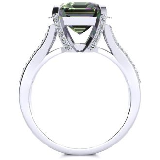 4 Carat Octoagon Shape Mystic Topaz Ring With Diamonds In 14 Karat White Gold