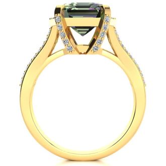 3 1/2 Carat Mystic Topaz and Halo Diamond Ring In 14 Karat Yellow Gold

