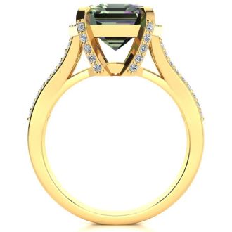 4 Carat Octoagon Shape Mystic Topaz Ring With Diamonds In 14 Karat Yellow Gold