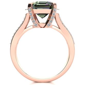 3-1/2 Carat Octoagon Shape Mystic Topaz Ring With Diamonds In 14 Karat Rose Gold