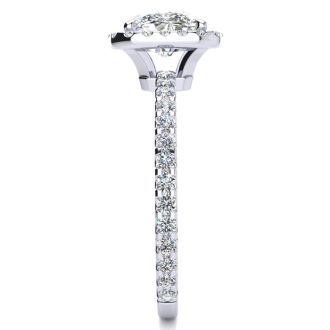 2 1/2 Carat Cushion Cut Halo Diamond Engagement Ring in 14 Karat White Gold