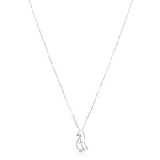 ASPCA® Tender Voices® Sterling Silver Diamond Penguin Necklace 1/20cttw