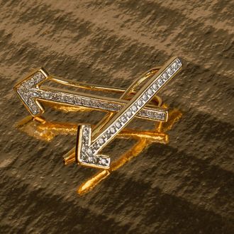 Diamond Accent Arrow Ear Climbers In Gold