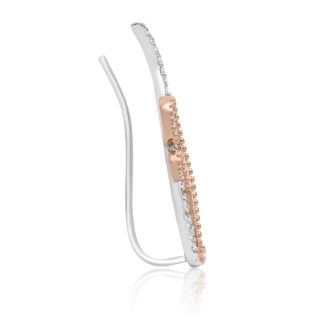 Nearly 1/4 Carat Diamond Filigree Ear Climbers In Rose Gold and Sterling Silver

