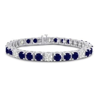 16 Carat Sapphire and Diamond Bracelet In 14 Karat White Gold