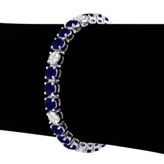 16 Carat Sapphire and Diamond Bracelet In 14 Karat White Gold
