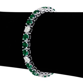 16 Carat Emerald and Diamond Bracelet In 14 Karat White Gold