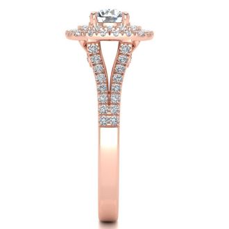 1 Carat Double Halo Diamond Engagement Ring in 14 Karat Rose Gold