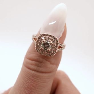 1 Carat Double Halo Diamond Engagement Ring in 14 Karat Rose Gold