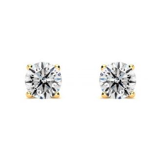 1/3 Carat Colorless Diamond Stud Earrings In 14 Karat Yellow Gold