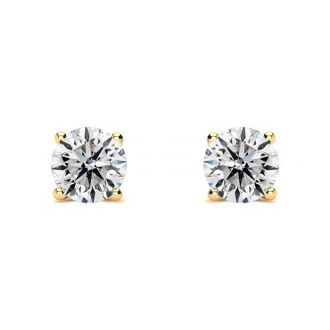 1/3 Carat Colorless Diamond Stud Earrings In 14 Karat Yellow Gold