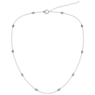 14 Karat White Gold 1/2 Carat Diamonds By The Yard Necklace, 16-18 Inches