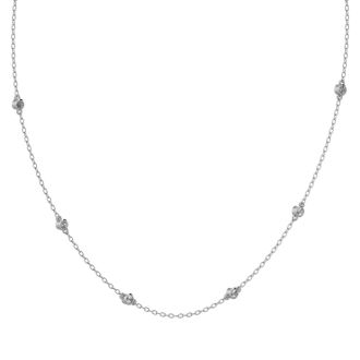 14 Karat White Gold 1/2 Carat Diamonds By The Yard Necklace, 16-18 Inches