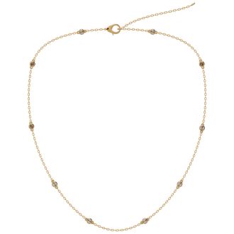 14 Karat Yellow Gold 1/2 Carat Diamonds By The Yard Necklace, 16-18 Inches