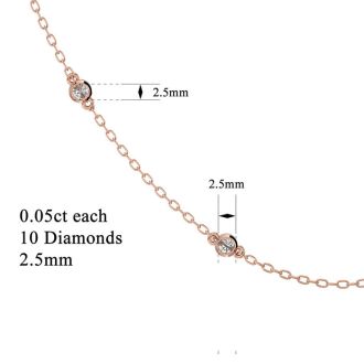 14 Karat Rose Gold 1/2 Carat Diamonds By The Yard Necklace, 16-18 Inches