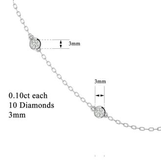 14 Karat White Gold 1 Carat Diamonds By The Yard Necklace, 16-18 Inches. Lowest Price Anywhere For An Amazing Necklace!
