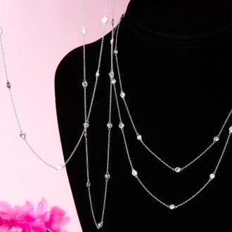14 Karat White Gold 1 Carat Diamonds By The Yard Necklace, 16-18 Inches. Lowest Price Anywhere For An Amazing Necklace!