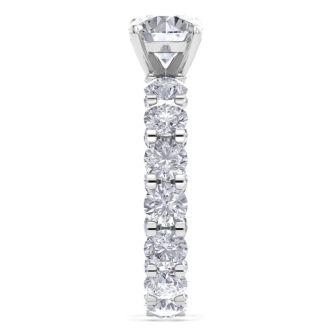 14 Karat White Gold 4 3/4 Carat Diamond Eternity Engagement Ring With 1 1/2 Carat Round Brilliant Center, Ring Size 4