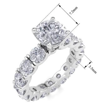 14 Karat White Gold 5 1/2 Carat Diamond Eternity Engagement Ring With 1 1/2 Carat Round Brilliant Center
, Ring Size 9