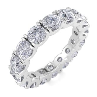 Eternity Ring Size 4, 3 3/4 Carat Diamond Eternity Ring In 14 Karat White Gold