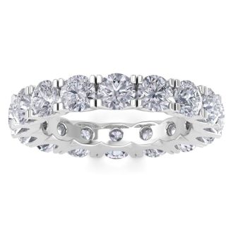 Eternity Ring Size 6.5, 4 Carat Diamond Eternity Ring In 14 Karat White Gold