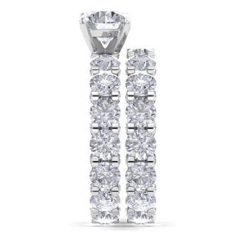 14 Karat White Gold 8 1/2 Carat Diamond Eternity Engagement Ring With Matching Band
, Ring Size 4