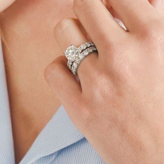14 Karat White Gold 9 1/4 Carat Diamond Eternity Engagement Ring With Matching Band, Ring Size 7