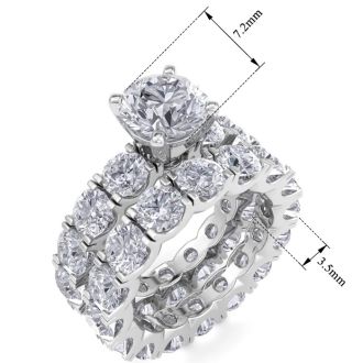 14 Karat White Gold 10 Carat Diamond Eternity Engagement Ring With Matching Band, Ring Size 9