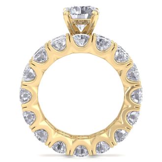 14 Karat Yellow Gold 8 3/4 Carat Diamond Eternity Engagement Ring With Matching Band, Ring Size 5