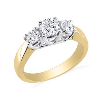 Cheap Engagement Rings, 1/4ct Three Diamond Engagement Ring In 10k Yellow Gold