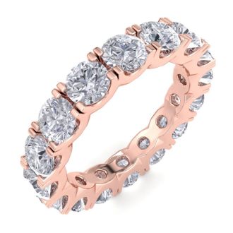 Eternity Ring Size 4.5, 3 3/4 Carat Diamond Eternity Ring In 14 Karat Rose Gold