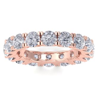 Eternity Ring Size 8.5, 4 1/4 Carat Diamond Eternity Ring In 14 Karat Rose Gold